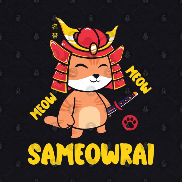 Meow Meow Samurai Cat by ChasingTees